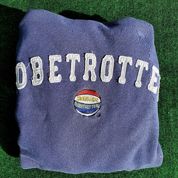 VTG Harlem Globetrotters Hoodie Hooded Sweatshirt Mens 3XL Blue 100% - Picture 16 of 16